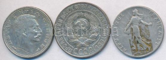 Vegyes: Franciaország 1917. 50c Ag + Szerbia 1915. 50p Ag + Szovjetunió 1925. 15k Ag T:2,2-,3
Mixed:...