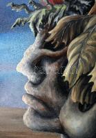 Bari Árpád (1953-): Lenni vagy nem lenni. Olaj, farost, jelzett, keretben 40×21 cm