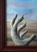 Bari Árpád (1953-): Lenni vagy nem lenni. Olaj, farost, jelzett, keretben 40×21 cm