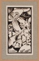 Kolozsváry Sándor (1896-1944): Kner Albert exlibrise, cca 1930. Fametszet, dúcon jelzett,papír, kartonra kasírozva, 15x8cm