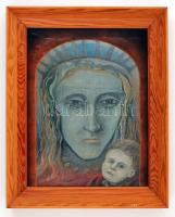 Bari Árpád (1953-): Madonna a kis Jézussal. Olaj, vászon-farost, jelzett a keret alatt, keretben 34×24 cm
