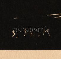 Gáborjáni Szabó Kálmán (1897-1955): Vízhordó, cca 1930. Fametszet, papír, jelzett a dúcon, kartonra ...