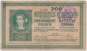 1918. 200K "A 2043" hullámos hátlappal, "Temes Vármegye - Varjas Község" felülbélyegzéssel T:III-