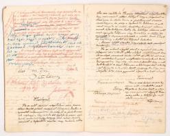 cca 1930 Csendőr őrmester kézzel írt írókönyve feladatokkal, dolgozatokkal. 28 beírt oldal, Székesfe...