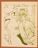 Henri de Toulouse-Lautrec (1864-1901): Az angol úr a Moulin-Rougeban, cinkográfia, jelzett a cinkográfián, paszpartuban,20x16cm