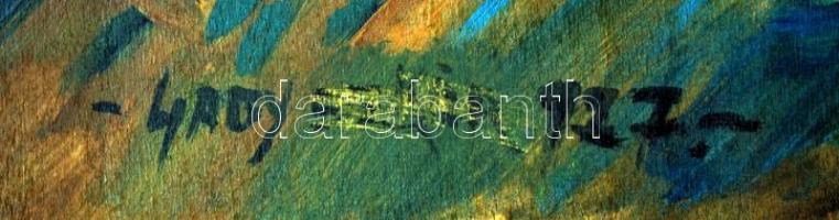 Nagy jelzéssel: Barátnők a vízparton, olaj, farost, 50×60 cm cm