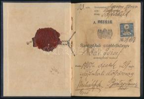 1907 Cselédkönyv, benne a cselédekre és cselédtartókra vonatkozó szabályrendeletekkel