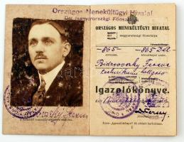 1920 Bp., Országos Menekültügyi Hivatal által kiadott fényképes igazoló könyv, menekülés oka: szerb ...