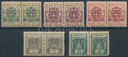 1919 Nemzetközi bélyegkiállítás sor párokban Mi 118-122 A