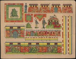 cca 1890 Régi kivágós makettek, 5 db nem használt /  Vintage cut-out models