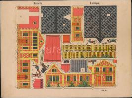 cca 1890 Régi kivágós makettek, 6 db nem használt /  Vintage cut-out models