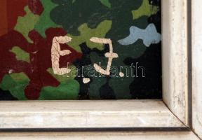 EJ jelzéssel: Kínai életkép, olaj, fa, keretben, 44,5×58,5 cm