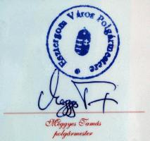 2001 A Szent Korona esztergomi látogatásának emlékére kiadott oklevél, rajta Paskai László érsek és ...