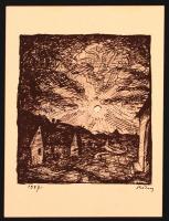 Rudnay Gyula (1878-1957): Pincesor, 1937. Cinkográfia, cinkográfián jelezve,papír kartonra kasírozva,  13x12cm