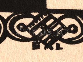 Csabai Ékes Lajos: (1896-1944): Art deco jelenet, cca 1920. Fametszet, dúcon jelzett, papír kartonra...