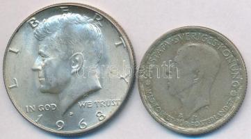Vegyes: Svédország 1949TS 1K Ag + Amerikai Egyesült Államok 1968D 1/2$ Ag "Kennedy" T:2,3
...