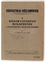 Dr. Illyefalvi I. Lajos: A közoktatásügy Budapesten a világháborút megelőző években. Statisztikai Közlemények 71. kötet 3. szám. Bp., Székesfőváros Statisztikai Hivatala. Kiadói papírkötés, jó állapotban.