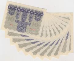 Ausztria 1922. 10K (11x) sorszámkövetők és közeli  sorszámúak  T:I,I-
Austria 1922. 10 Kronen (11x) ...