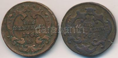 1761K 1kr Cu + 1762K 1kr Cu "Mária Terézia" T:2-