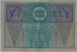 1918. 10.000K piros "Deutschösterreich" felülbélyegzéssel, német nyelvű hátlap, nyomdai pa...