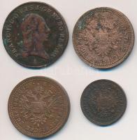 Ausztria 1800A 1kr Cu "II. Ferenc" + 1851A 1kr Cu + 1885. 5/10kr Cu + Magyarország 1851B 1...