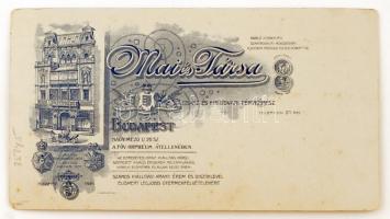 cca 1890-1900 Bp., Hölgy profilportréja, keményhátú fotó Mai Manó és Társa csász. és kir. udavari fé...