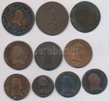 ~1800. 10db vegyes osztrák és magyar Cu krajcár T:vegyes