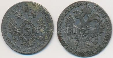 Ausztria 1829A 3kr Ag "I. Ferenc" + 1847A 3kr Ag "V. Ferdinánd" T:2-,3
Austria 1...