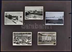 cca 1930 Szombathely városképes fótók, piac, zsinagóga fotók 5 db albumlapokon 6x9 cm