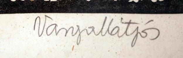 Varga Mátyás (1910-2002) Budapesti panoráma. Linómetszet, jelzett. Keretben 90 x 40 cm