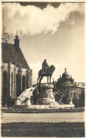 Kolozsvár, Mátyás király szobor / statue, Josef Fischer photo (gluemark)