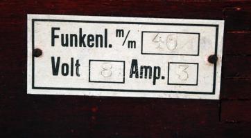 cca 1920 Árammal működő német készülék, jelzett, fa-fém, m:17 cm, h:33 cm