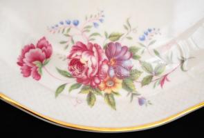 Hollóházi virágos tálca, matricás, jelzett, hibátlan, 32×40 cm