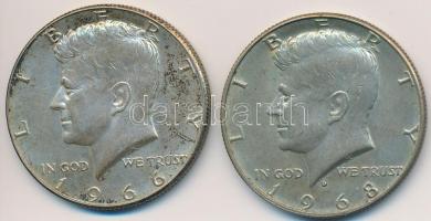 Amerikai Egyesült Államok 1966-1968. 1/2$ Ag &quot;Kennedy&quot; (2x) T:2 USA 1966-1968. 1/2 Dollar Ag &quot;Kennedy&quot; (2x) C:XF