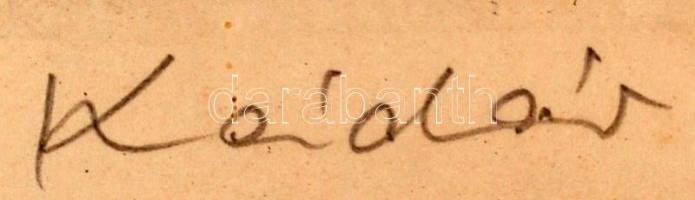 Kádár György (1912-2002): Interieur. Rézkarc, papír, jelzett, 33×24 cm