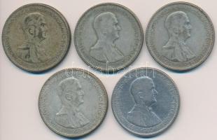 1930. 5P Ag "Horthy jobbra" (5x) T:3 Adamo P8 patina