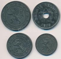 Belgium / Német megszállás 1915. 5c Zn + 1916. 10c Zn + 25c Zn + 1918. 50c Zn lakkozott T:2,2-
Belgi...