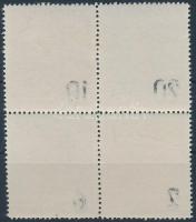 Crown Prince's Birthday block of 4 from block with sheet set off overprint, A trónörökös születésnapja blokkból kitépett négyestömb, a felülnyomat ívszínátnyomatával