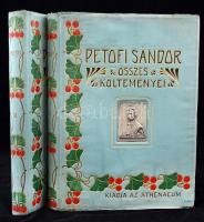 Petőfi Sándor összes költeményei. 1-2. köt. Bp., 1907, Athenaeum. A Petőfi-ház megalapítása alkalmából készült emlékkiadás. Kötetenként 10-10 db szép állapotú réznyomással, valamint további fénynyomatos illusztrációkkal. Kicsit sérült, díszes, szecessziós selyemkötésben, a borítón a költőt ábrázoló fémplakettel, egyébként jó állapotban.