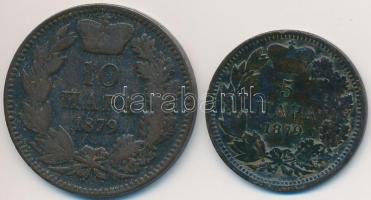 Szerbia 1879. 5p Br + 10p Br "I. Milán" T:2-,3
Serbia 1879. 5 Para Br + 10 Para Br "M...
