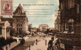 Bucharest, Calea Victoriei spre Posta / street, hotel