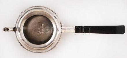 Ezüst(Ag) pecsétviasz melegítő, ébenfa nyéllel, sérült, jelzett, br: 48,7 g