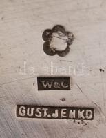 Ezüst(Ag) pecsétviasz melegítő, ébenfa nyéllel, sérült, jelzett, br: 48,7 g