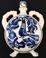 Madár motívumos kulacs, mázas cserép, kézzel festett, jelzés nélkül, hibátlan, m:25 cm
