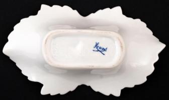 Herendi virág mintás leveles tálka, fogpiszkáló tartó, tojásos dobozka, tálka, kézzel festettek, jel...