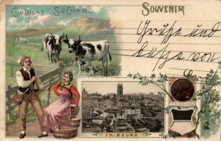 Fribourg, 'Chocolat Suchard' folklore, litho (fl)