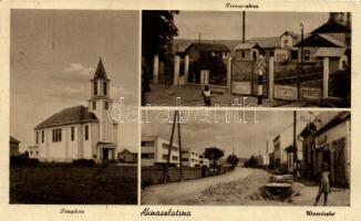 Aknaszlatina, templom, Ferenc akna, utca, Katz üzlete, Bozsuk Gyula üzlete / church, mine, street, shop (EK)