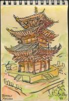 11 db MODERN kézzel festett japán képeslap füzetben / 11 modern Japanese postcards, hand-painted pos...