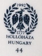 Hollóházi porcelán virágmintás készlet, 3 db(kis váza, tálka, bonbonier), matricás, hibátlan, jelzet...