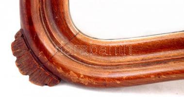 cca 1920 Antik szecessziós fali tükör,fa, metszet üveggel, 103x60cm